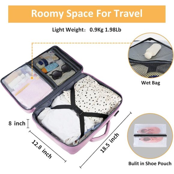 Taygeer Women's Orchid Purple Travel Backpack Carry On 15.6inch Laptop Backpack - Picture 5 of 9